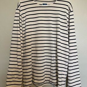 J. Crew Navy and Ivory Classic Mariner Striped Long Sleeve Tee